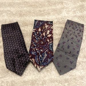 Oscar De La Renta 100% silk floral/paisley tie lot